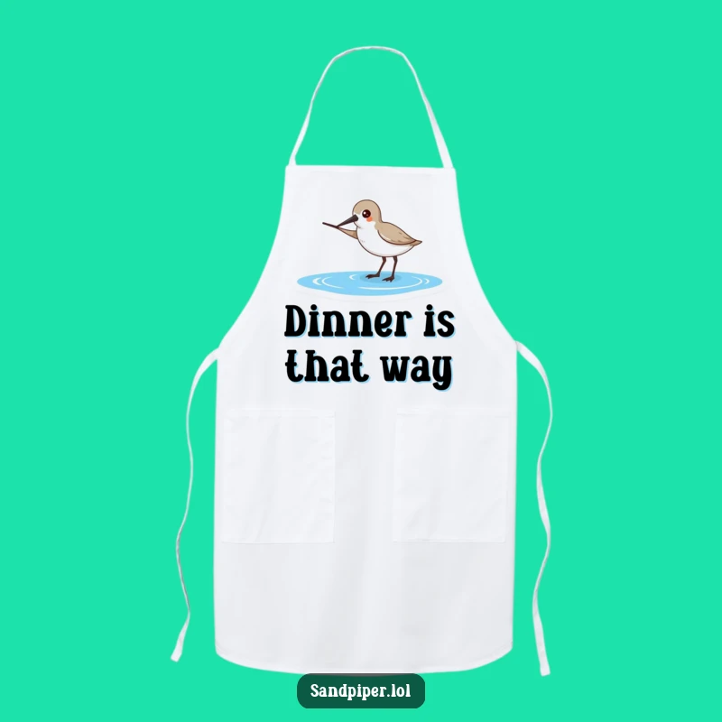Funny Sandpiper Apron - Pointing to Sea, Hilarious Kitchen Gift