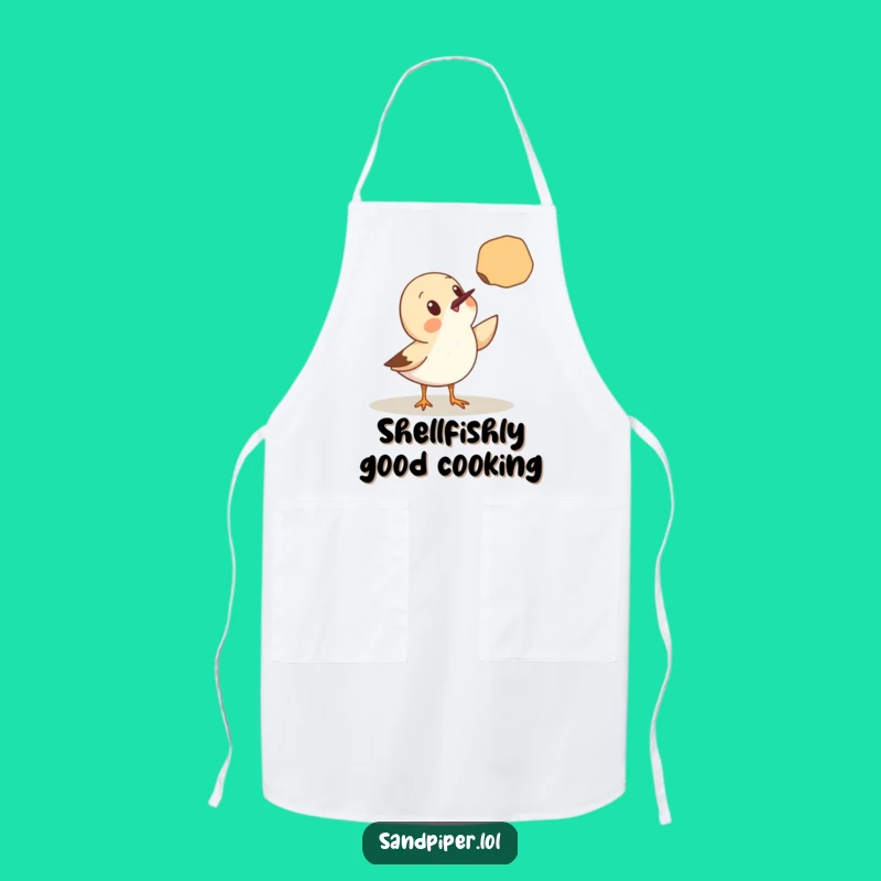 Funny Apron: Surprised Sandpiper & Seashell, Kitchen Beach Gift