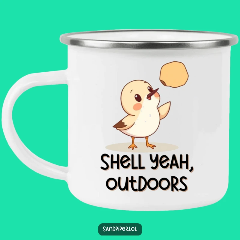 Adventure Funny Mug: Sandpiper Seashell Surprise, Outdoor Beach Gift