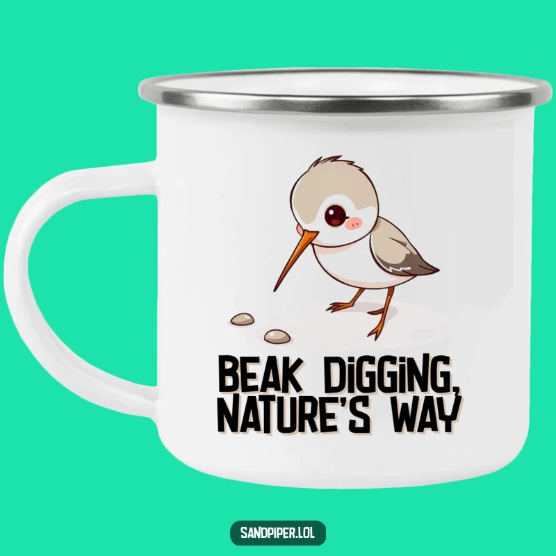 Funny Sandpiper Camping Mug: Digging Bird Adventure, Outdoor Nature Gift