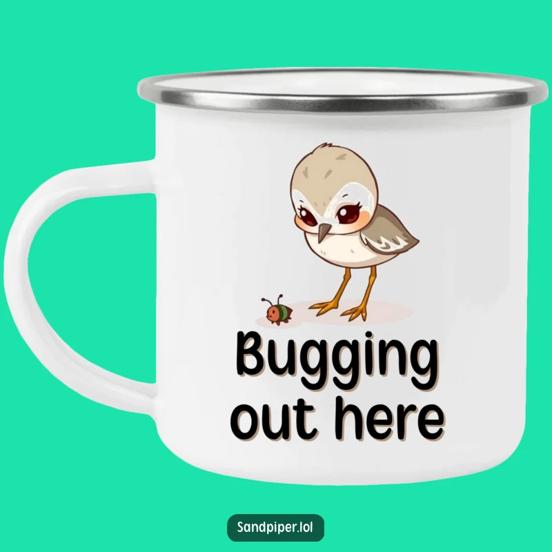 Adventure Funny Mug: Determined Sandpiper Pecking, Outdoor Focus Gift