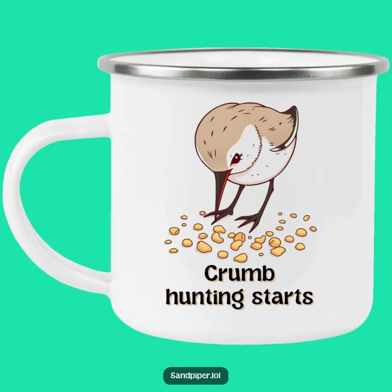 Funny Sandpiper Pecking Camping Mug - Coastal Companion for Adventures