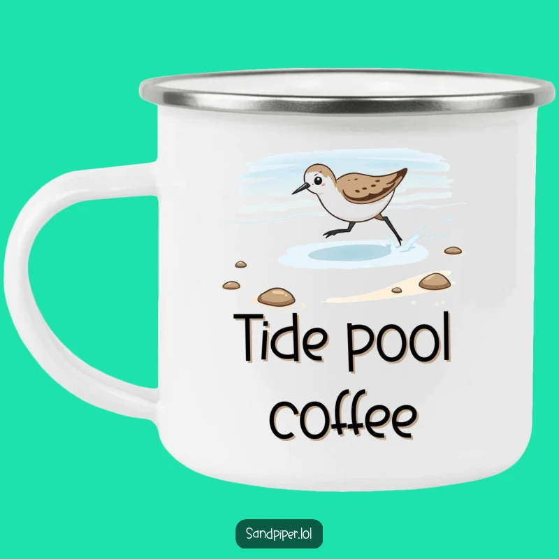 Funny Chasing Tide Sandpiper Camping Mug - Playful Coastal Companion