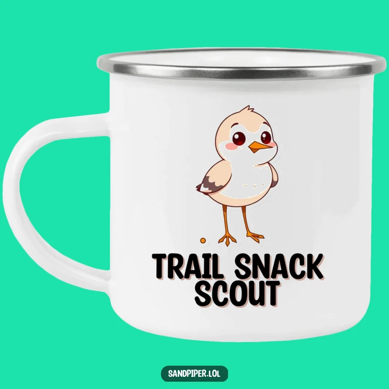 Funny Enamel Sandpiper Snack Hunter Camping Mug - Humorous Outdoor Gift