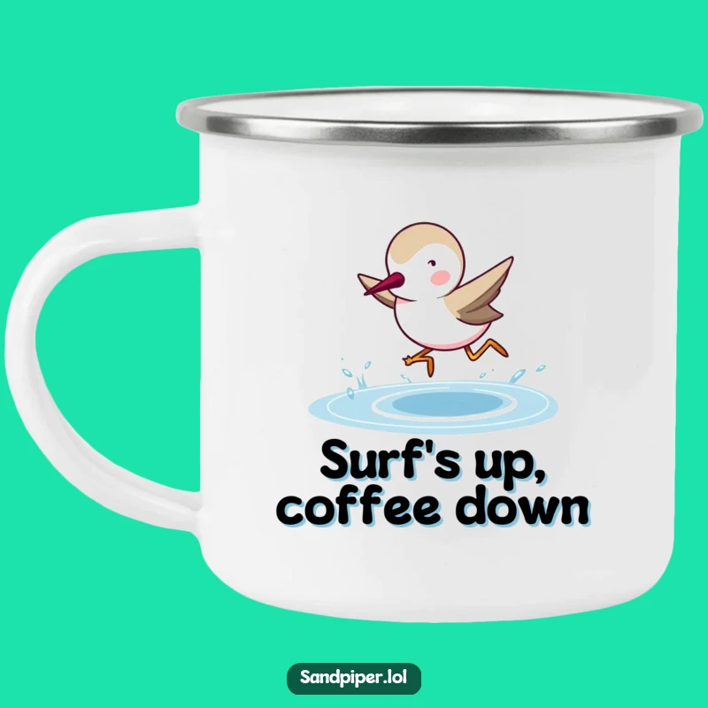 Funny Sandpiper Adventure Mug: Hilarious Bird Campfire Companion