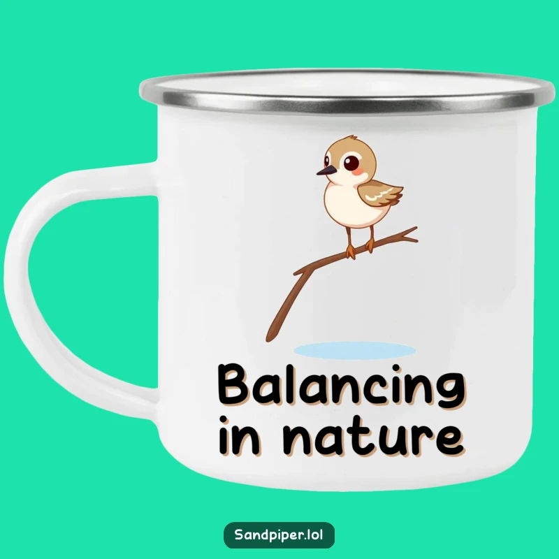 Funny Sandpiper Balancing Camping Mug - Outdoor Comical Bird Gift