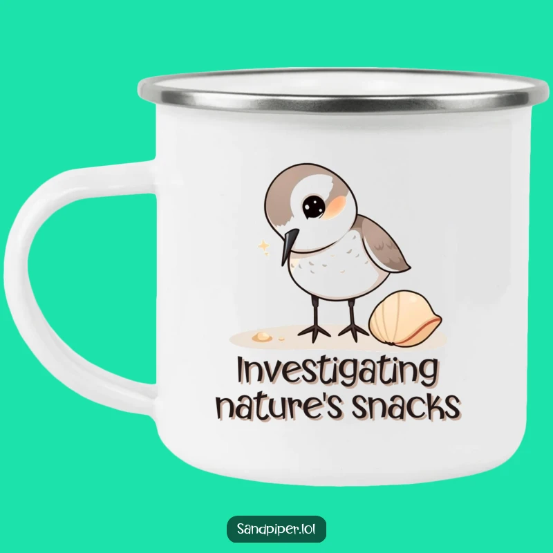 Funny Sandpiper Camping Mug: Curious Bird Cup, Great Outdoor Explorer Gift