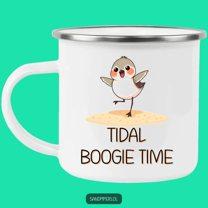 Funny Sandpiper Dance Camping Mug: Outdoor Bird's Joyful Groove Mug!