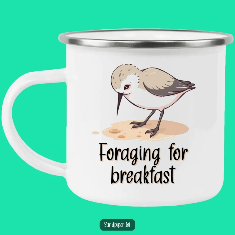 Funny Sandpiper Pecking Camping Mug - Curious Bird Outdoor Drinkware Funny Gift