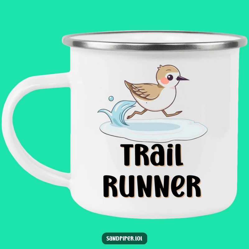 Funny Sandpiper Runner Camping Mug: Coastal Adventures with a Fast Bird, a Superb Funny Gift!