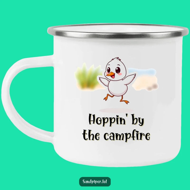 Funny Sandpiper Hop Camping Mug: Durable Bird Art, Perfect Outdoor Gift