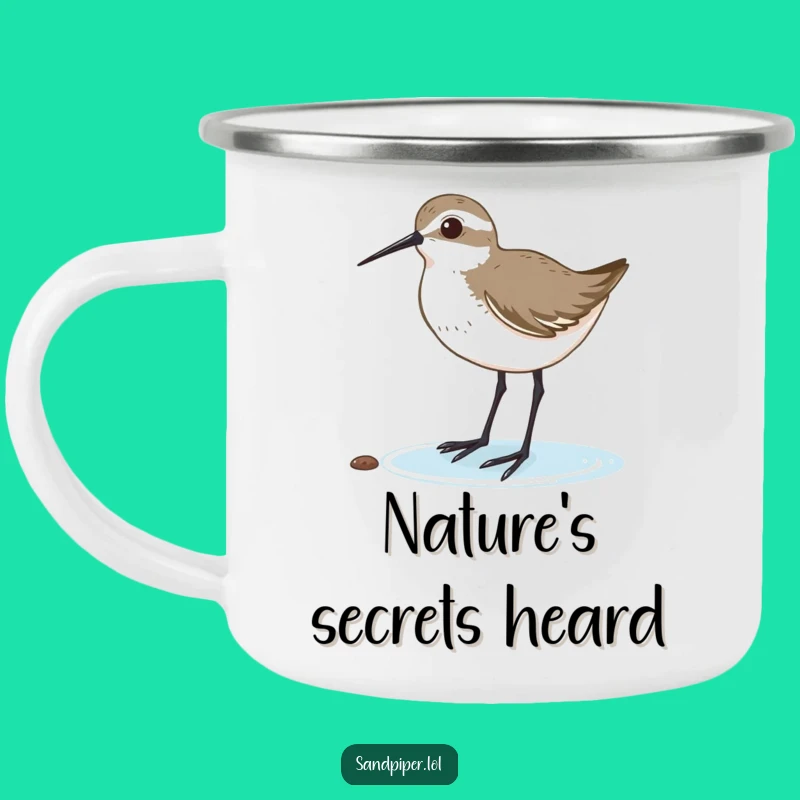 Funny Sandpiper Listening Camping Mug: Hilarious Outdoor Attentive Gift