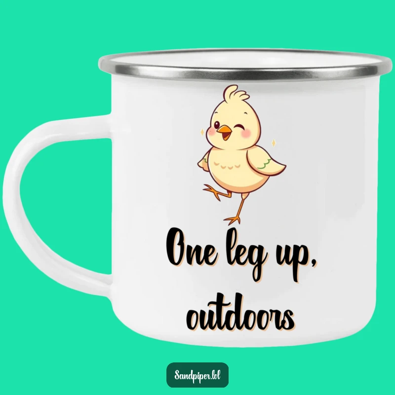 Funny Outdoor Bird Mug: Enjoy Your Brew with This Hilarious One-Legged Camper