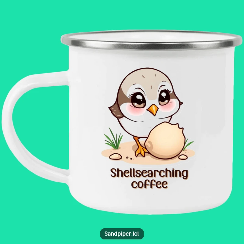 Funny Sandpiper Shell Camping Mug - Adventure & Discovery!