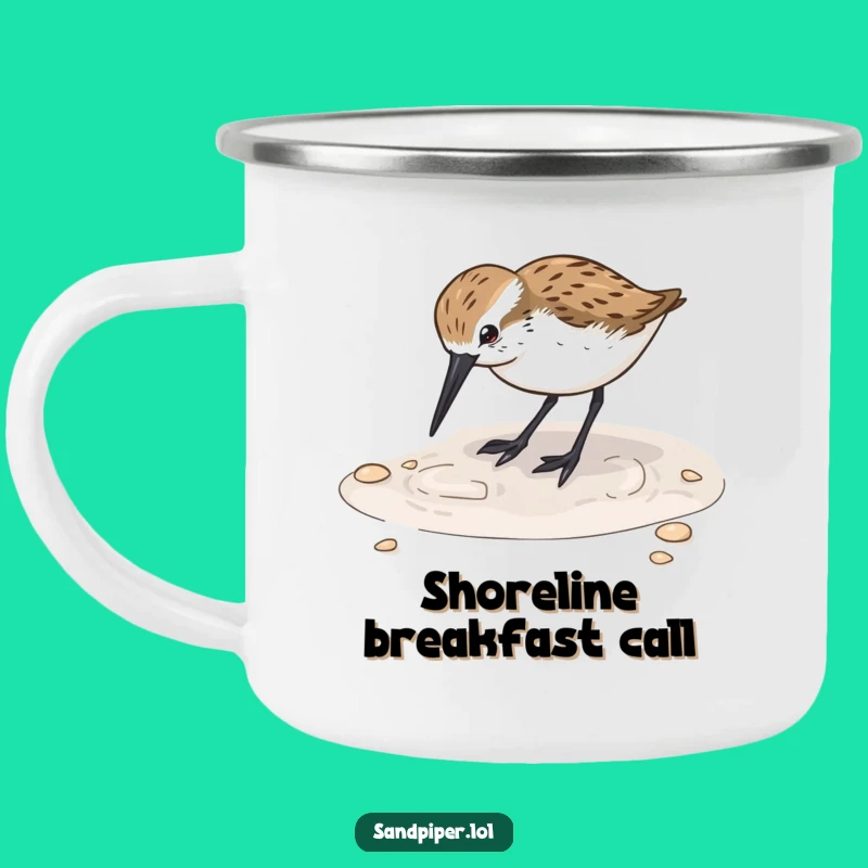 Funny Sandpiper Digging Camping Mug: Outdoor Adventures with a Beachy Bird!