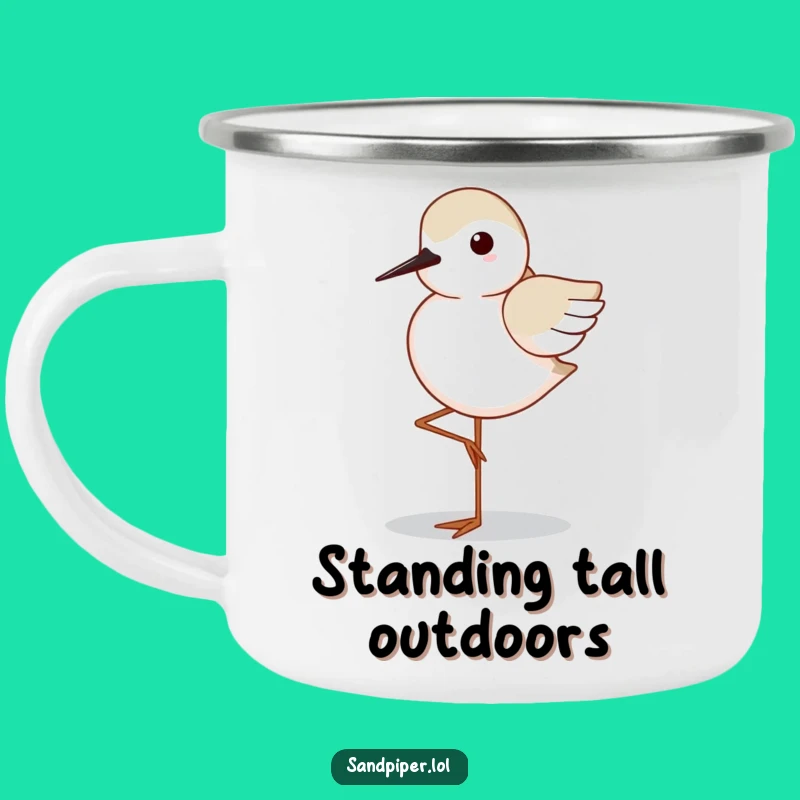 Funny Sandpiper Camping Mug: Balanced Bird Cup, Great Zen Outdoor Gift