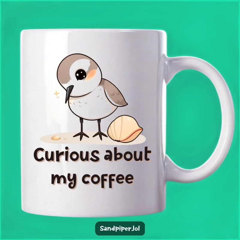 Funny Sandpiper Curiosity Mug: Curious Bird Peeking, Perfect Gift for Bird Watchers