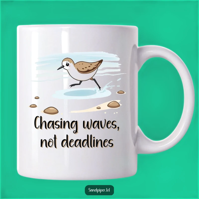 Funny Chasing Tide Sandpiper Mug - Playful Beach Gift for Coastal Lovers