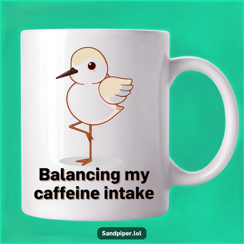 Funny Sandpiper Balance Mug: Yoga Bird Pose, Perfect Gift for Stressed People