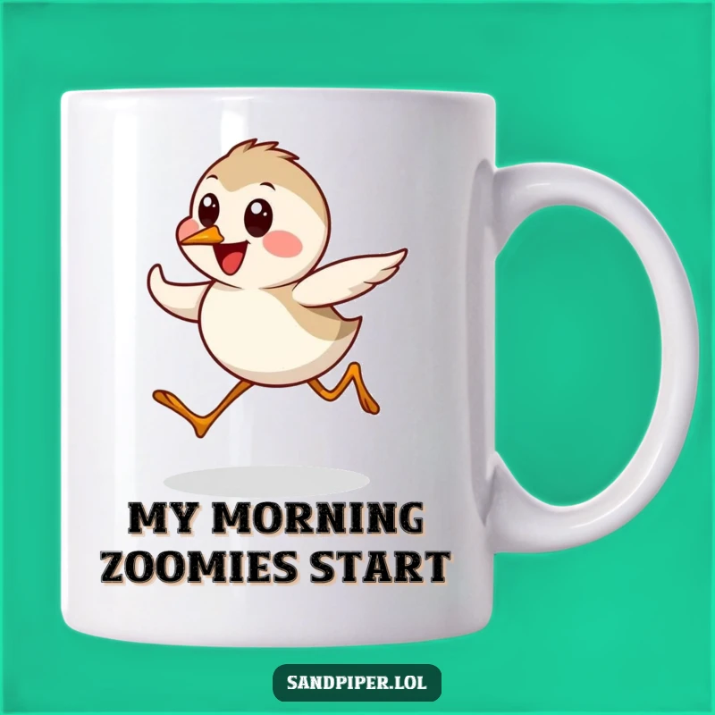 Funny Sandpiper Dash Mug: Adorable Bird Running Fast, Perfect Funny Gift for Bird Lovers