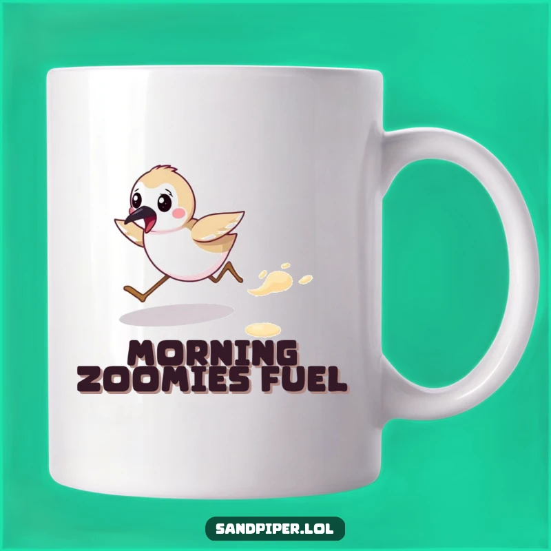 Funny Sandpiper Running Mug: Hilarious Beach Lover Gift for Energetic Souls