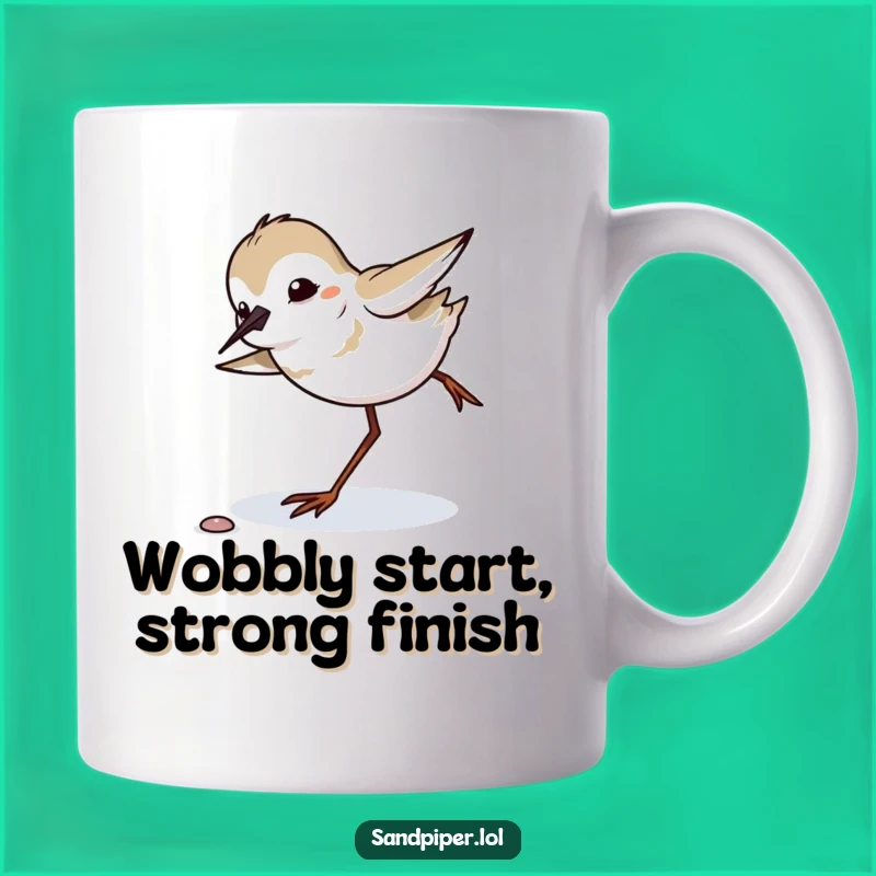 Funny Sandpiper Tripping Mug: Clumsy Bird Balancing Act, Hilarious Gift for Bird Lovers