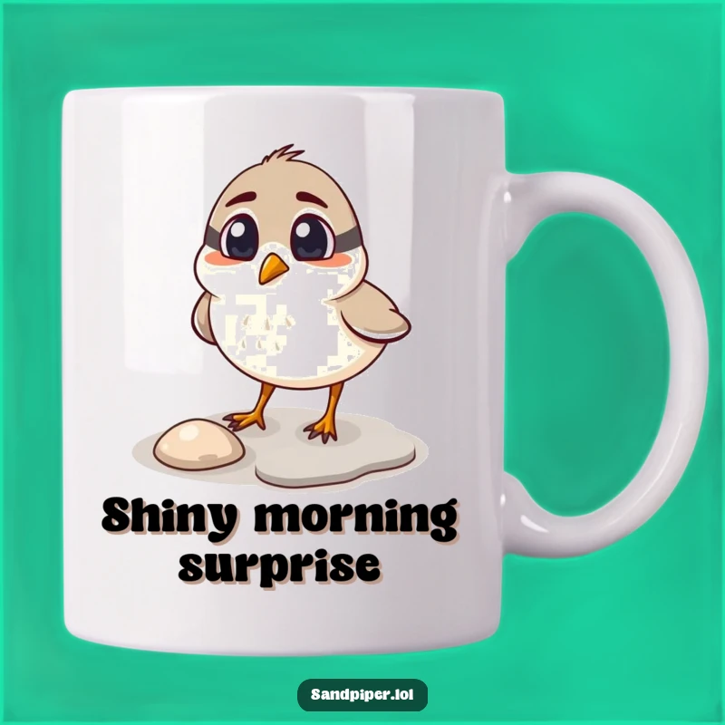 Funny Surprised Sandpiper Pebble Peck Mug - Hilarious Bird Gift Surprise