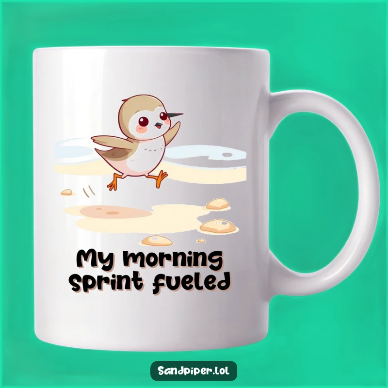 Funny Sandpiper Runner Mug: Adorable Bird Art, Perfect Beach Lover Gift