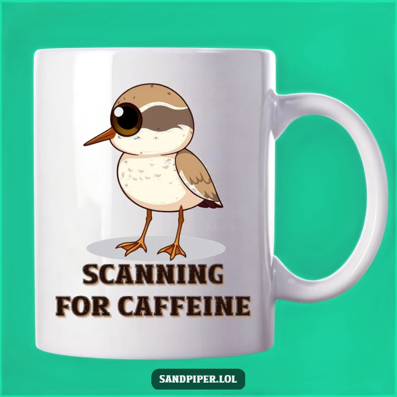 Funny Wide-Eyed Sandpiper Mug - Horizon Scan Humor, Perfect Gift