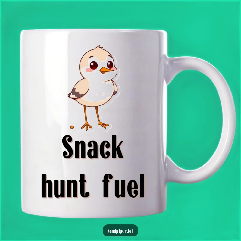 Funny Cheerful Sandpiper Snack Hunter Mug - Humorous Bird Gift for Foodies