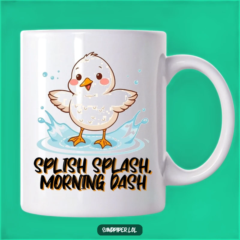 Funny Sandpiper Splashing Mug - Adorable Bird Character Gift for Bird Lovers