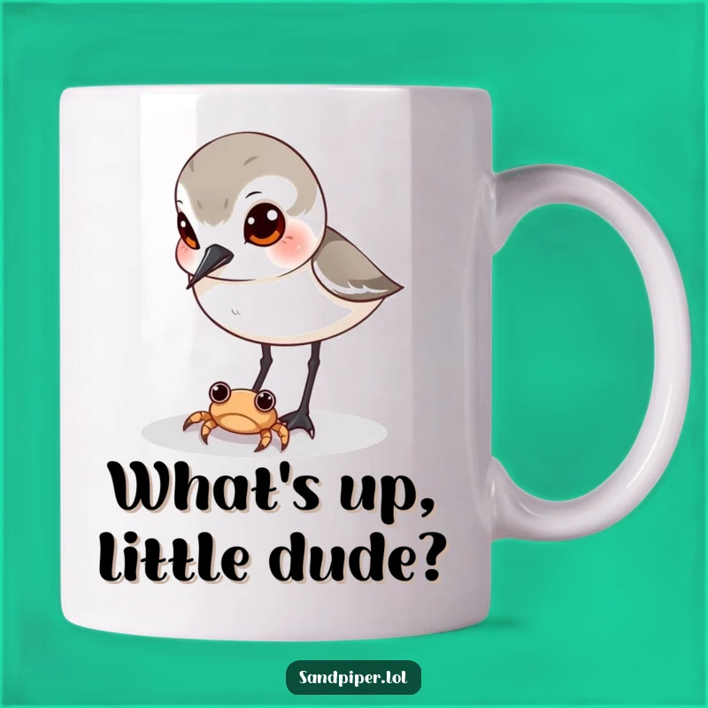 Funny Sandpiper Crab Mug - Curious Beach Bird Coffee Cup, Hilarious Gift