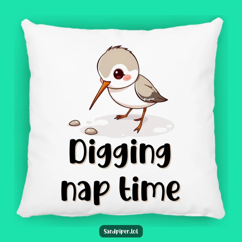 Funny Sandpiper Pillow: Digging Bird Comfort, Cozy Accent Funny Gift