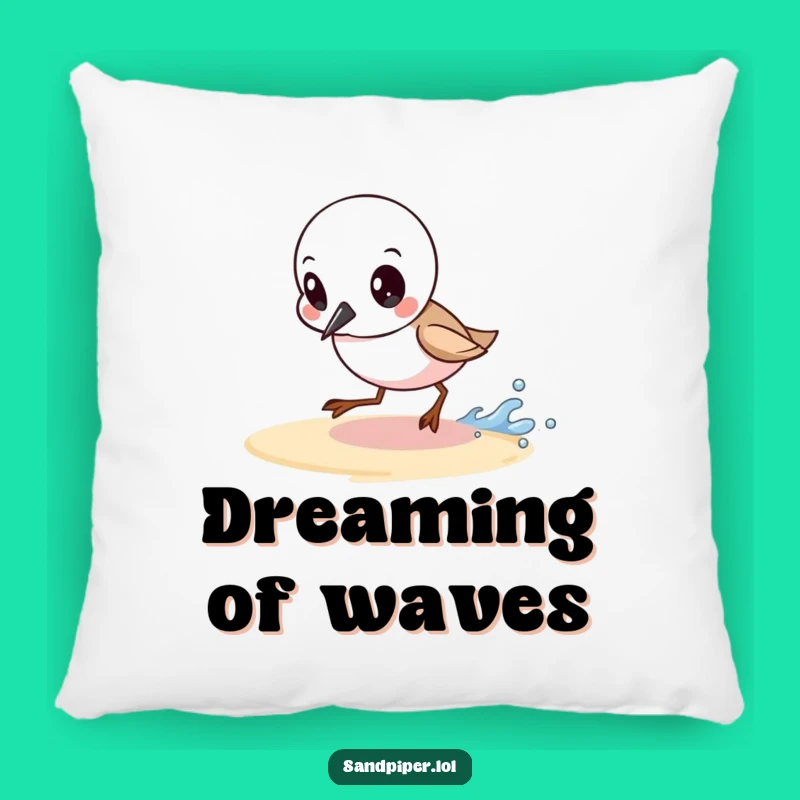 Funny Determined Sandpiper Pillow: Cozy Wave Chaser Comfort Gift