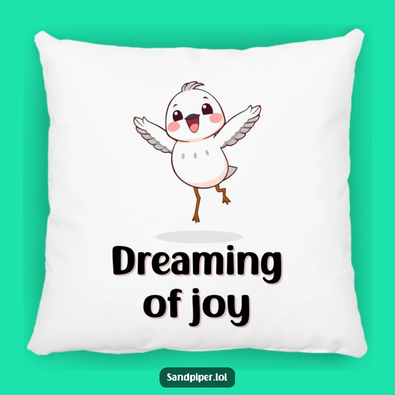 Funny Joyful Sandpiper Pillow: Cozy Happiness, Hop Humor, Perfect Funny Gift