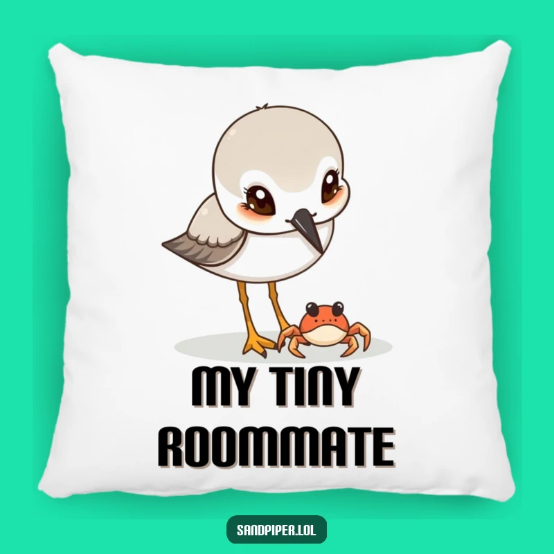 Funny Sandpiper & Crab Pillow: Cozy Curiosity, Perfect Beachy Gift!