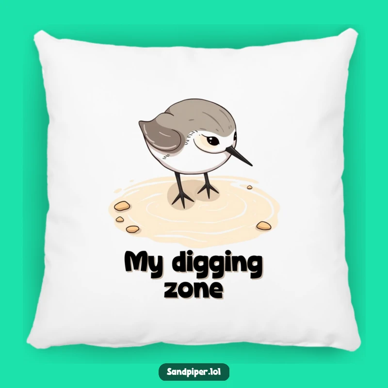 Funny Sandpiper Pillow - Cute Beach Bird Cushion, Hilarious Gift Idea