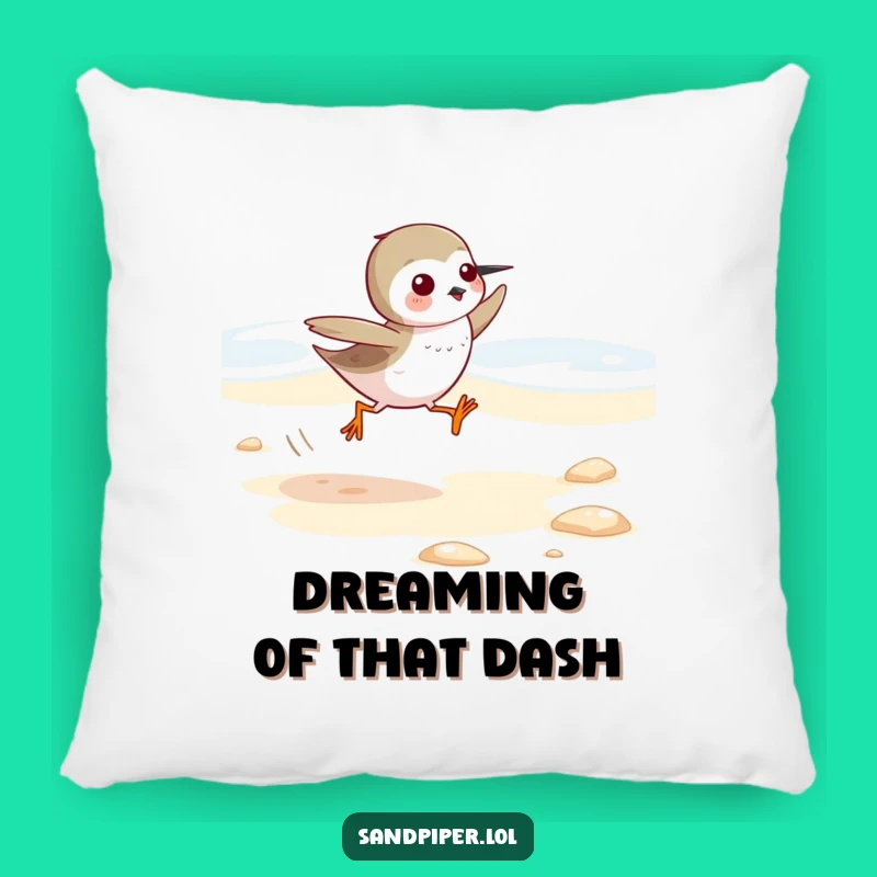 Funny Sandpiper Pillow: Cute Beach Runner Cushion, Comfy & Hilarious Gift