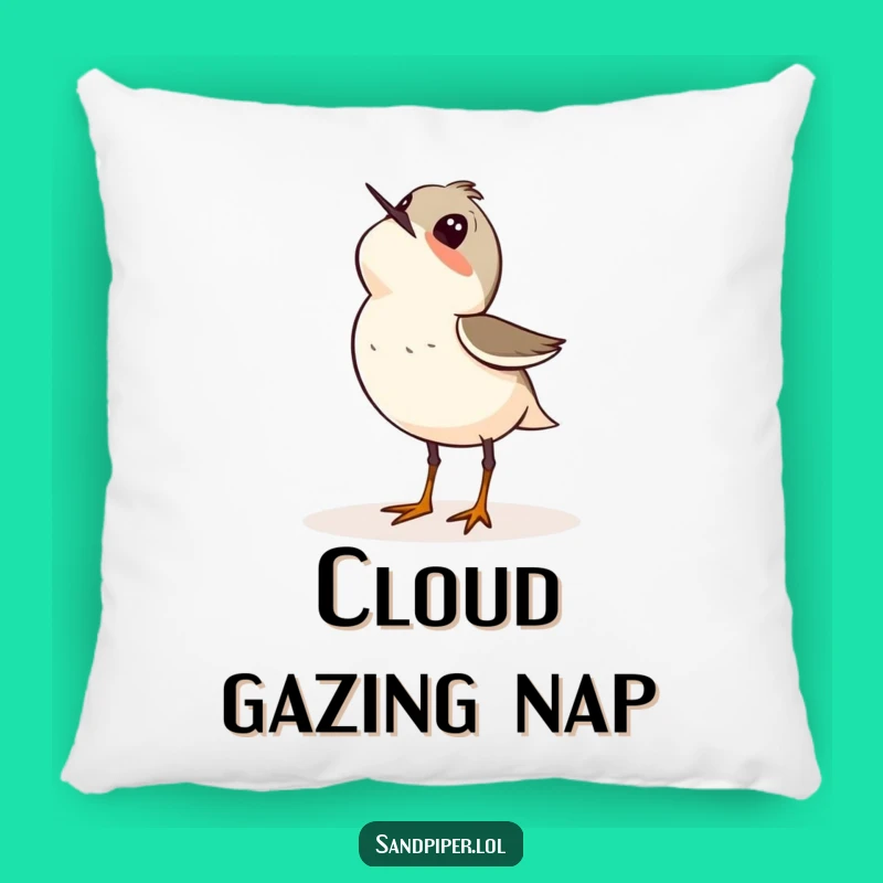 Funny Wondering Sandpiper Pillow: Cozy Sky Gazing Comfort Gift