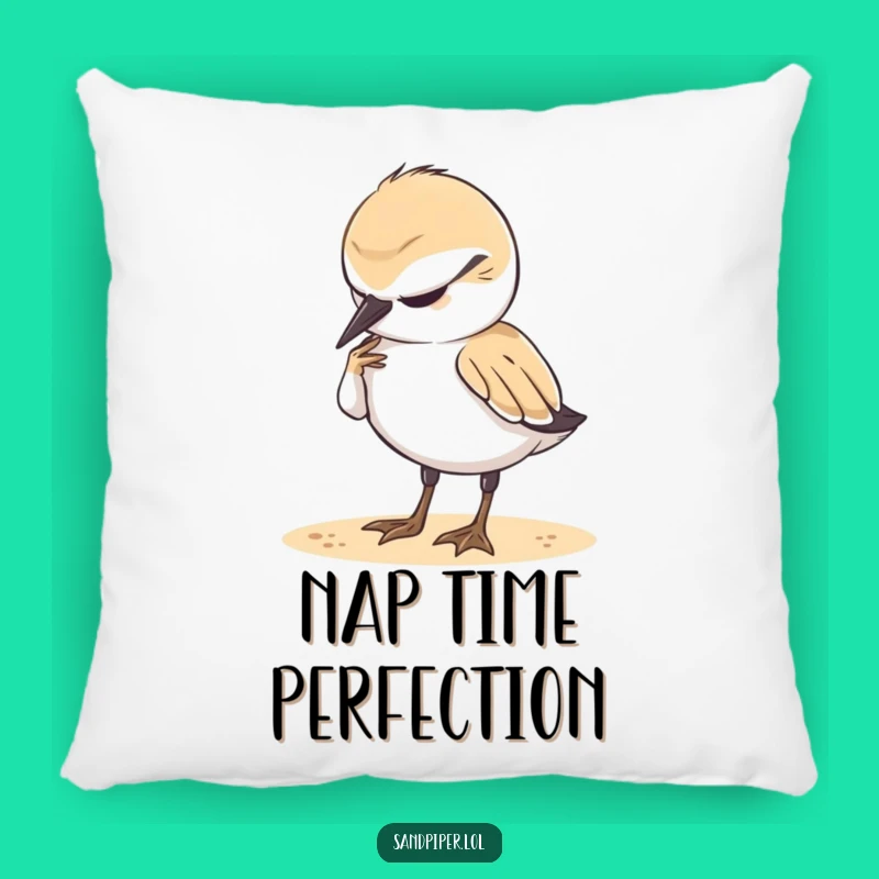 Cozy Funny Pillow: Content Sandpiper Preening, Comfort Relaxation Gift