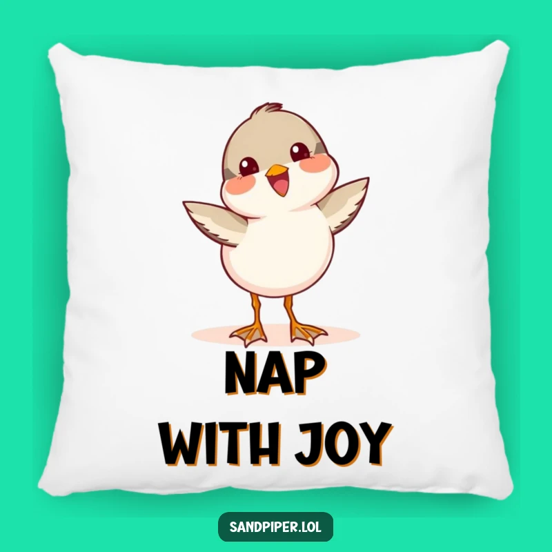 Funny Sandpiper Wag Pillow: Soft Joyful Bird, Comfy Gift for Cozy Vibes