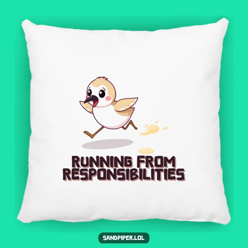 Funny Sandpiper Beach Run Pillow: Comfy and Hilarious Coastal Decor