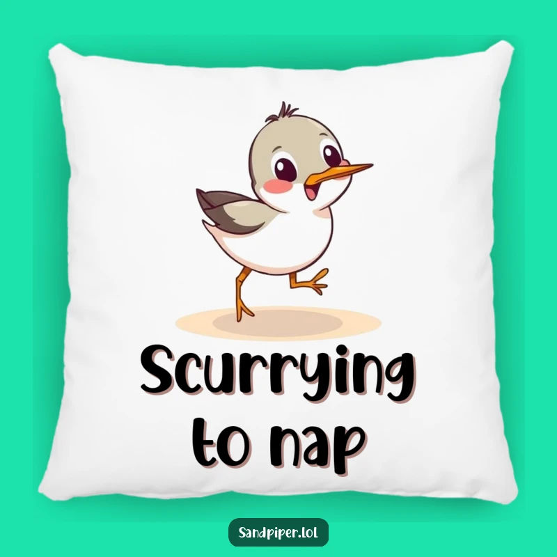 Funny Sandpiper Scurry Pillow: Cozy Beach Accent, Adorable Funny Gift