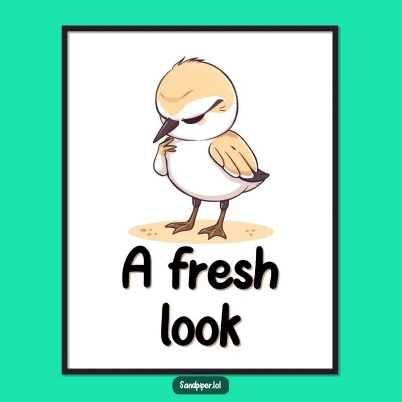 Funny Digital Art: Content Sandpiper Preening, Instant Calm Gift