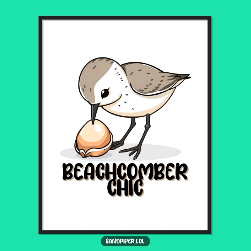 Instant Funny Sandpiper Shell Pecker Digital Print - Printable Bird Art Gift