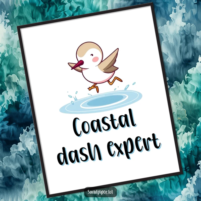 Funny Sandpiper Digital Art Print: A determined sandpiper sprints towards the viewer, bringing energy and humor to your digital display.