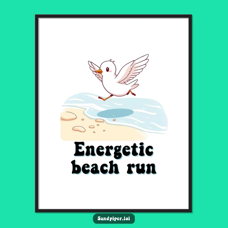 Funny Bird Running Digital Art - Energetic Beach Wall Decor
