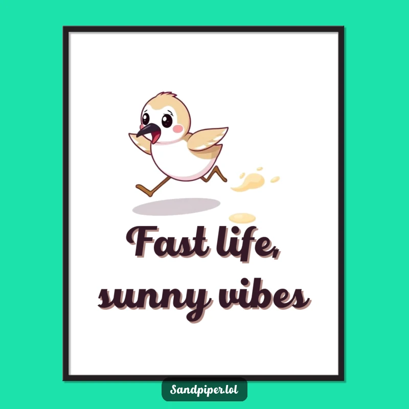 Funny Sandpiper Beach Dash Digital Print: Hilarious Coastal Art