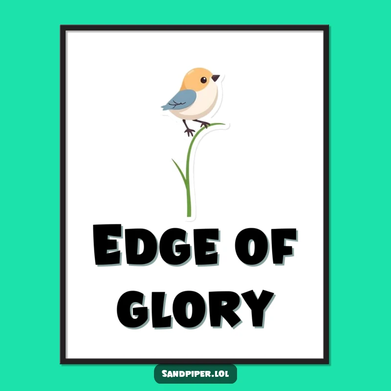 Funny Bird Grass Balancer Digital Art - Instant Precarious Humor for Your Walls