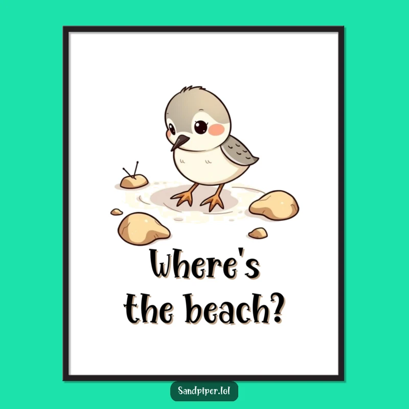 Funny Sandpiper Digging Digital Art - Instant Playful Gift